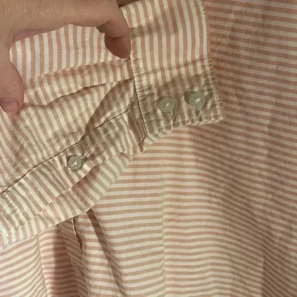 Garnet Hill pink and white stripe button front essential organic cotton - Picture 7 of 7